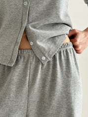 Knitwear “Tenderness” Longsleeve with buttons, gray