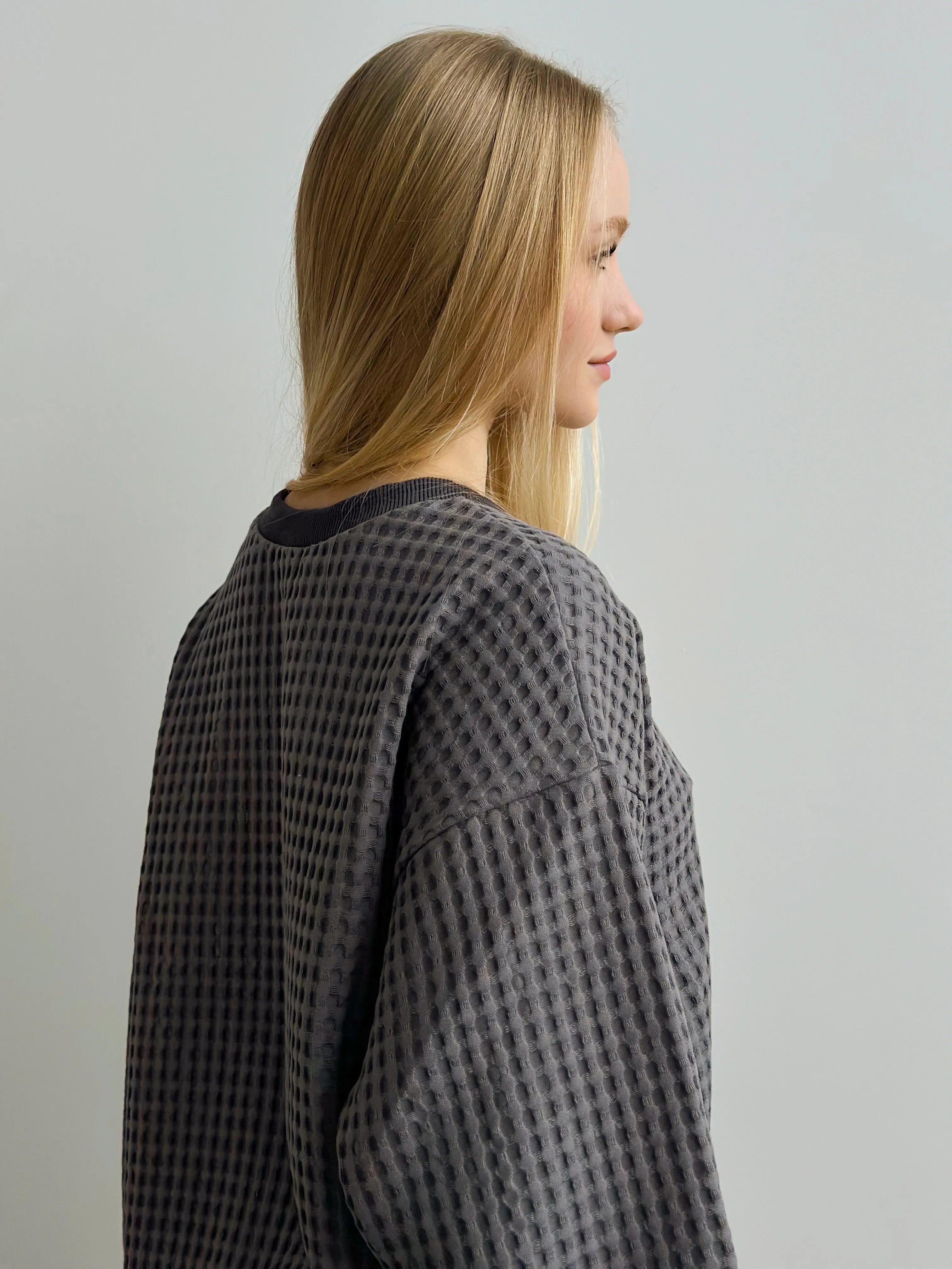 Women's sweatshirt large waffle graphite