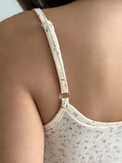 Ribbed sleep dress with ruffles pink flower
