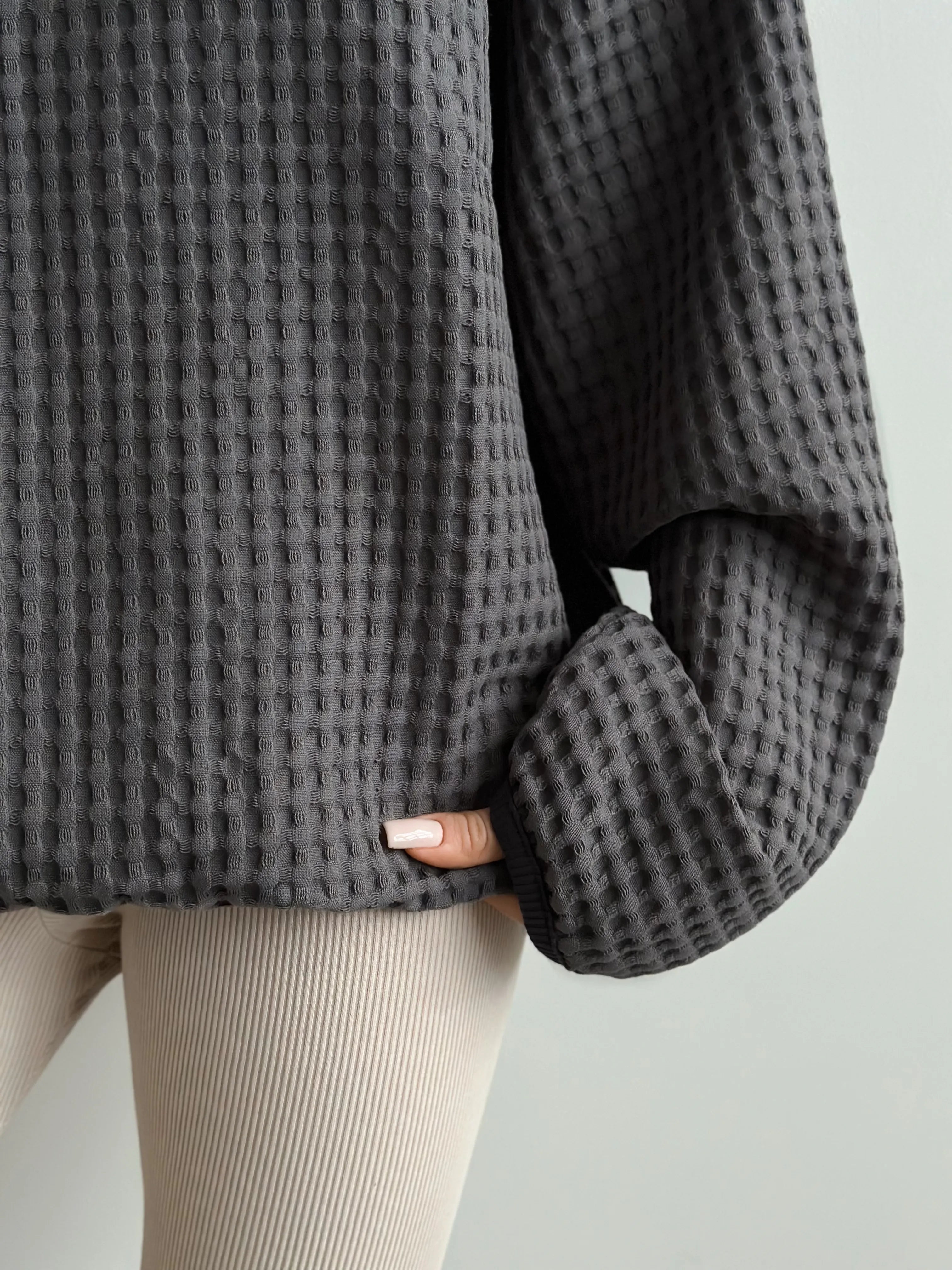 Women's sweatshirt large waffle graphite