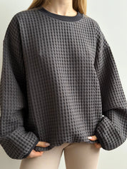 Women's sweatshirt large waffle graphite