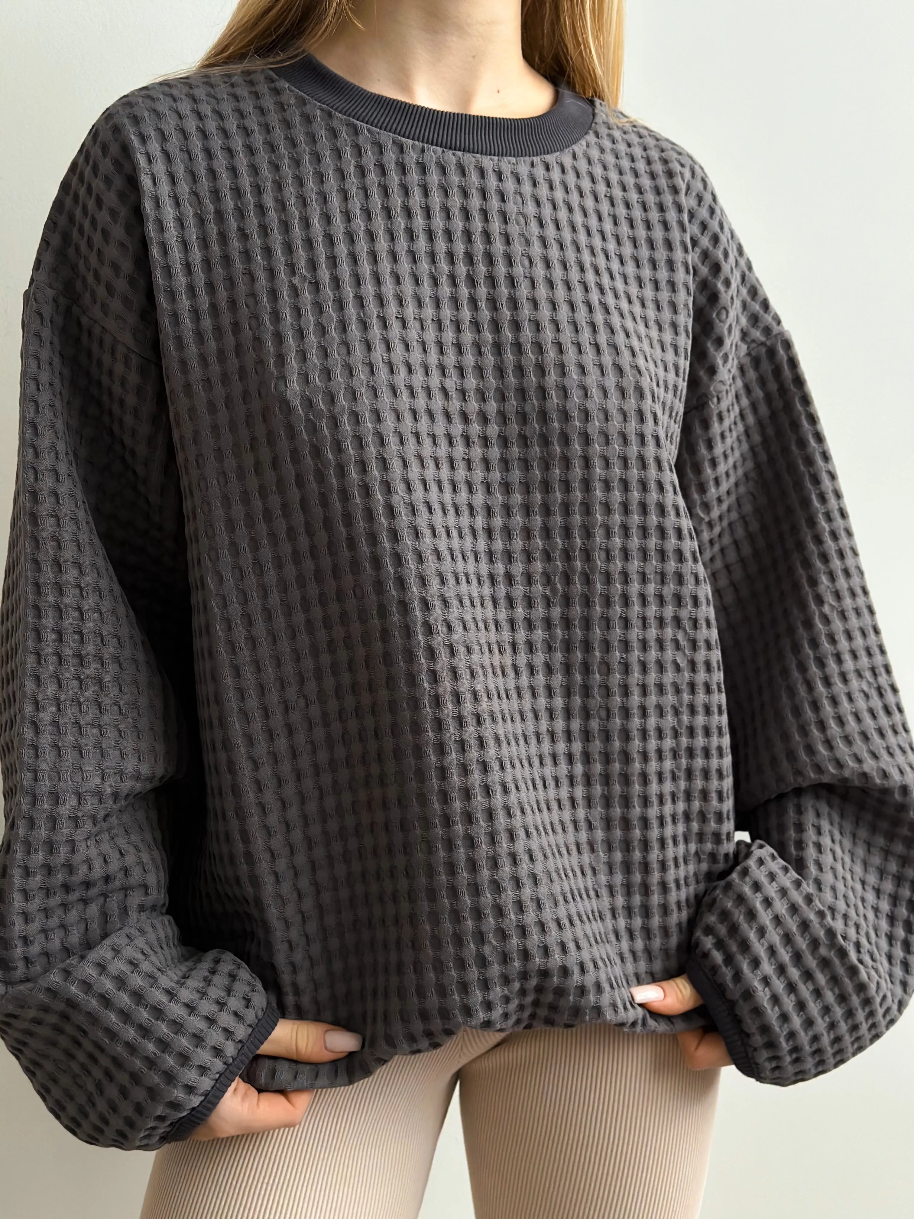 Women's sweatshirt large waffle graphite
