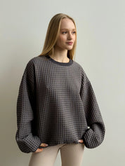 Women's sweatshirt large waffle graphite