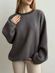 Women's sweatshirt large waffle graphite