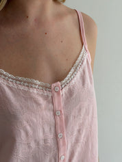 Pink lace camisole and shorts suit, jacquard