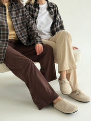 Corduroy straight pants brown