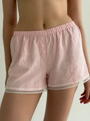 Pink lace camisole and shorts suit, jacquard
