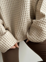 Women's sweatshirt large waffle beige
