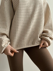 Women's sweatshirt large waffle beige