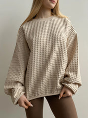 Women's sweatshirt large waffle beige