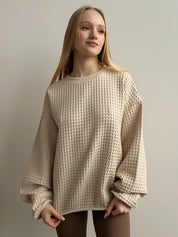 Women's sweatshirt large waffle beige