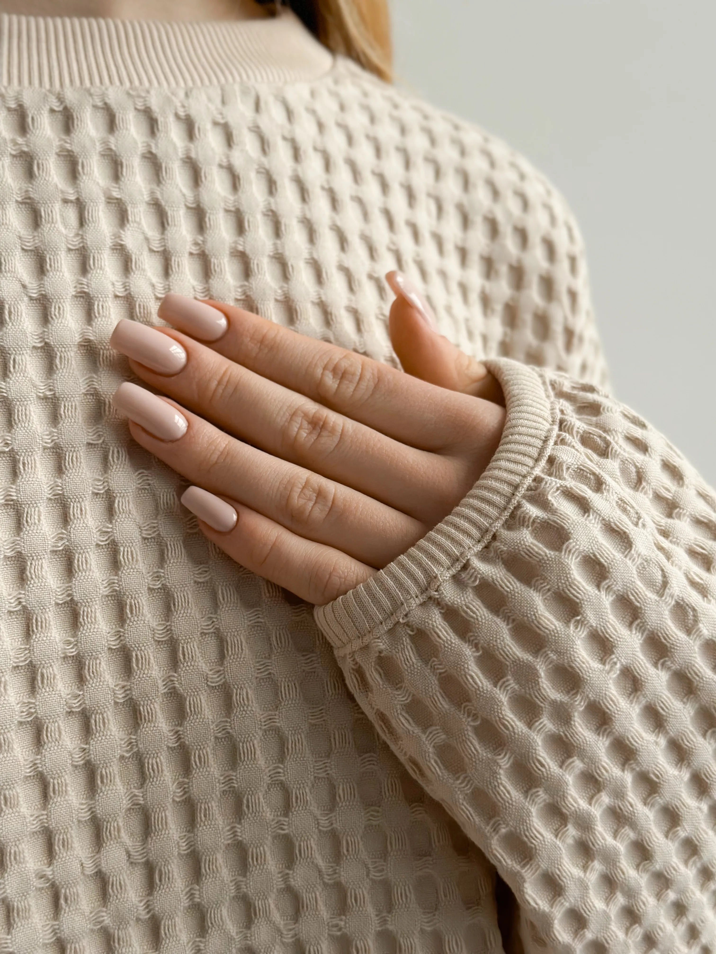 Women's sweatshirt large waffle beige