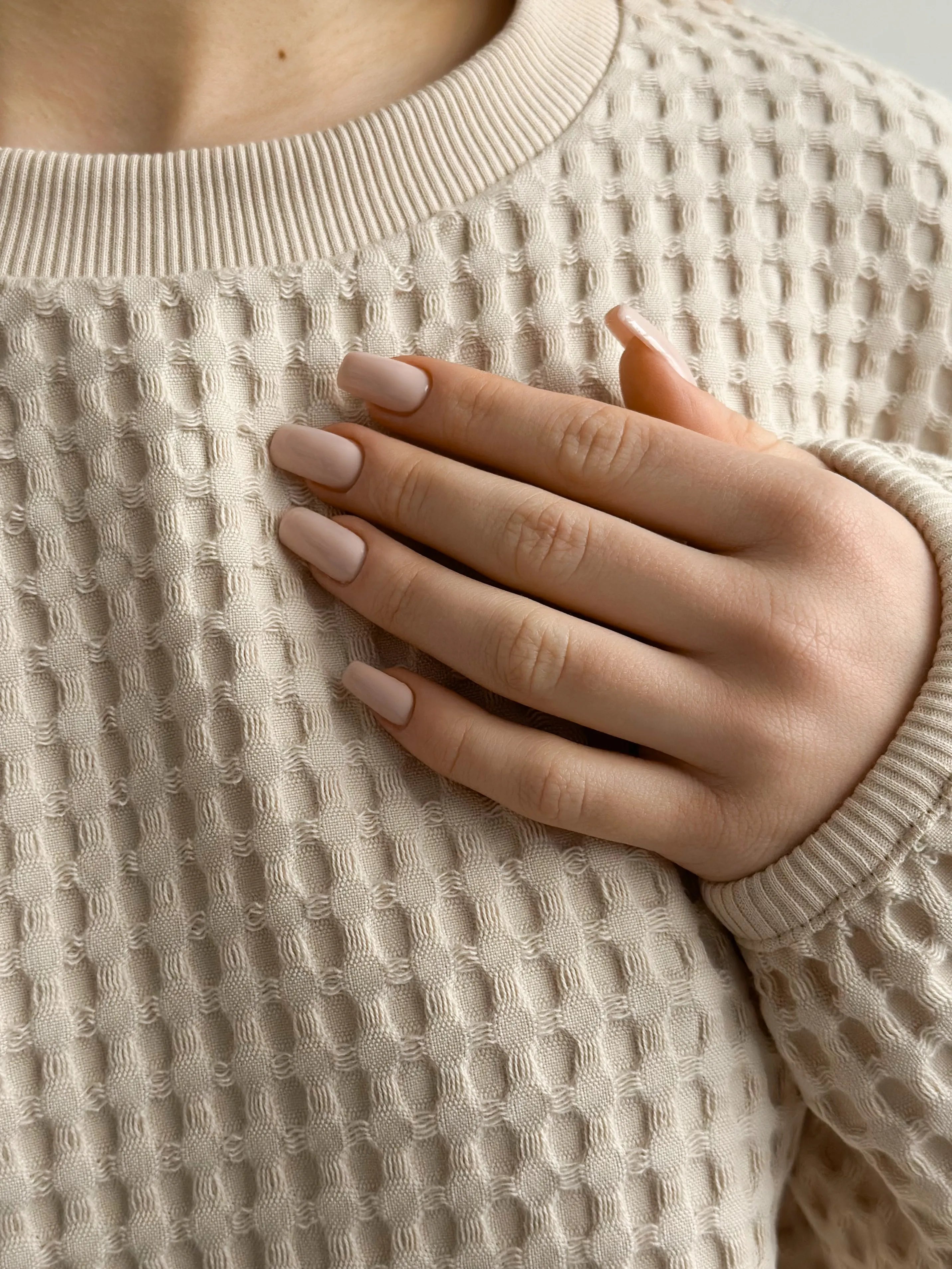 Women's sweatshirt large waffle beige
