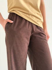 Corduroy straight pants brown