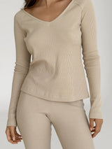 Longsleeve raglan knitwear waffle beige