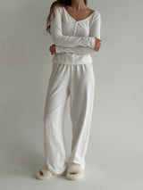 Knitwear “Tenderness” Wide pants white