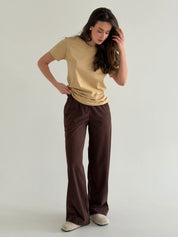 Corduroy straight pants brown