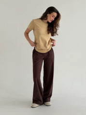 Corduroy straight pants brown