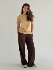Corduroy straight pants brown