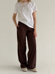 Corduroy straight pants brown
