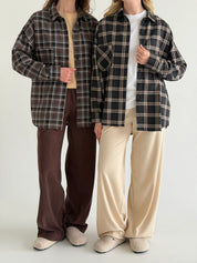 Corduroy straight pants brown
