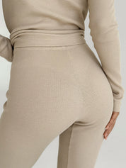 Leggings waffle knit beige