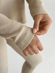 Longsleeve raglan knitwear waffle beige