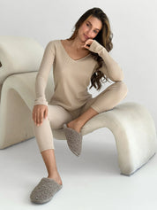 Longsleeve raglan knitwear waffle beige