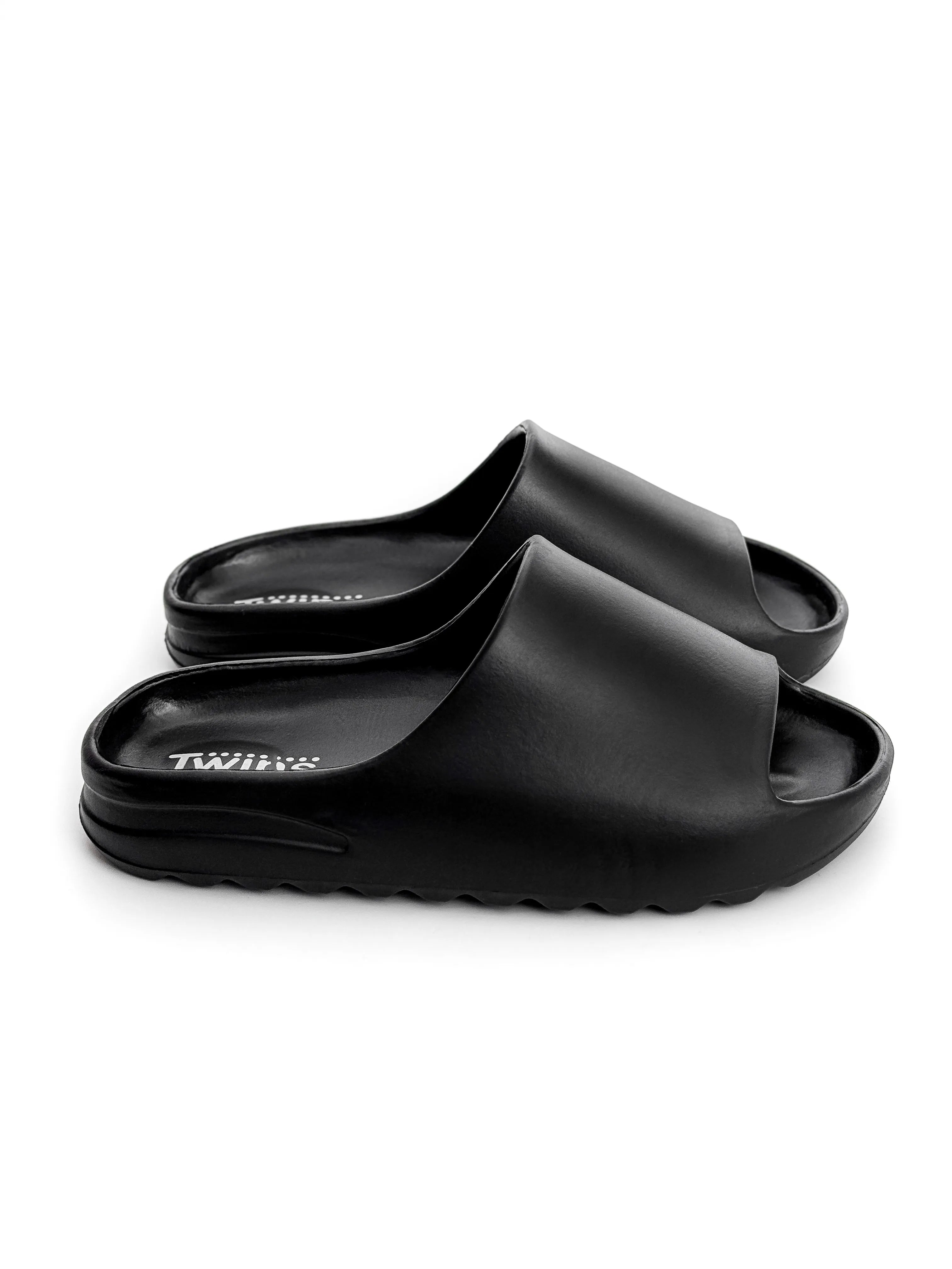 Twins foam beach and street slippers Black
