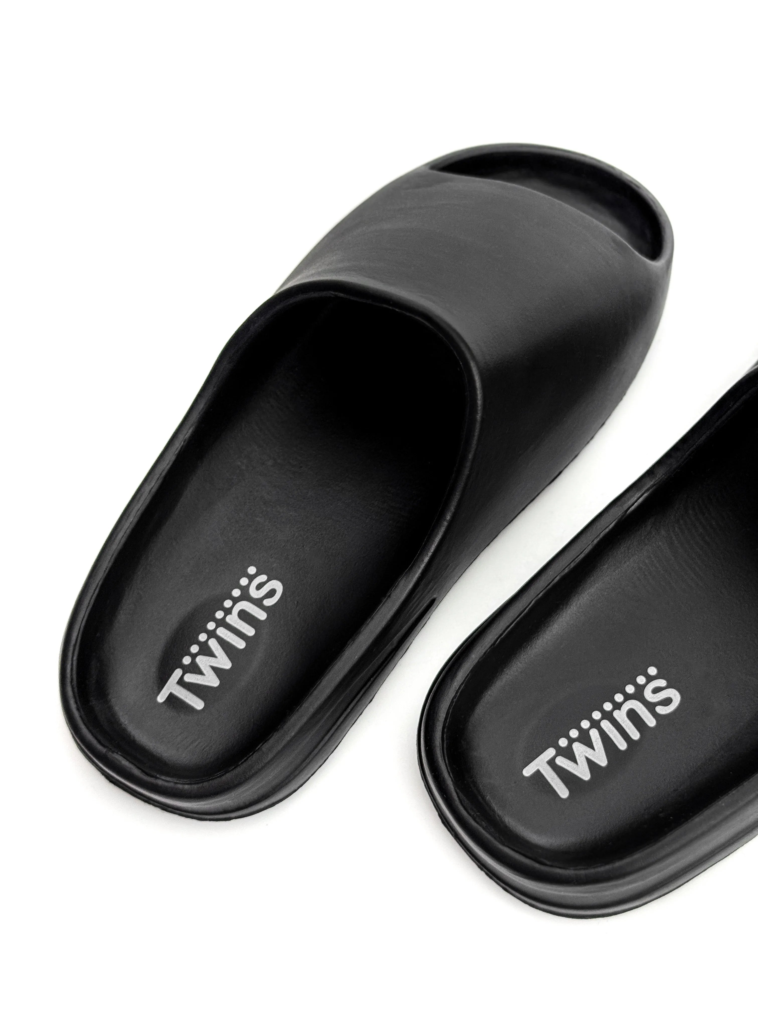 Twins foam beach and street slippers Black