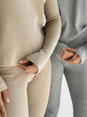 Leggings waffle knit beige