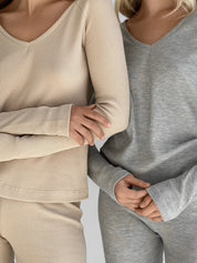 Longsleeve raglan knitwear waffle grey