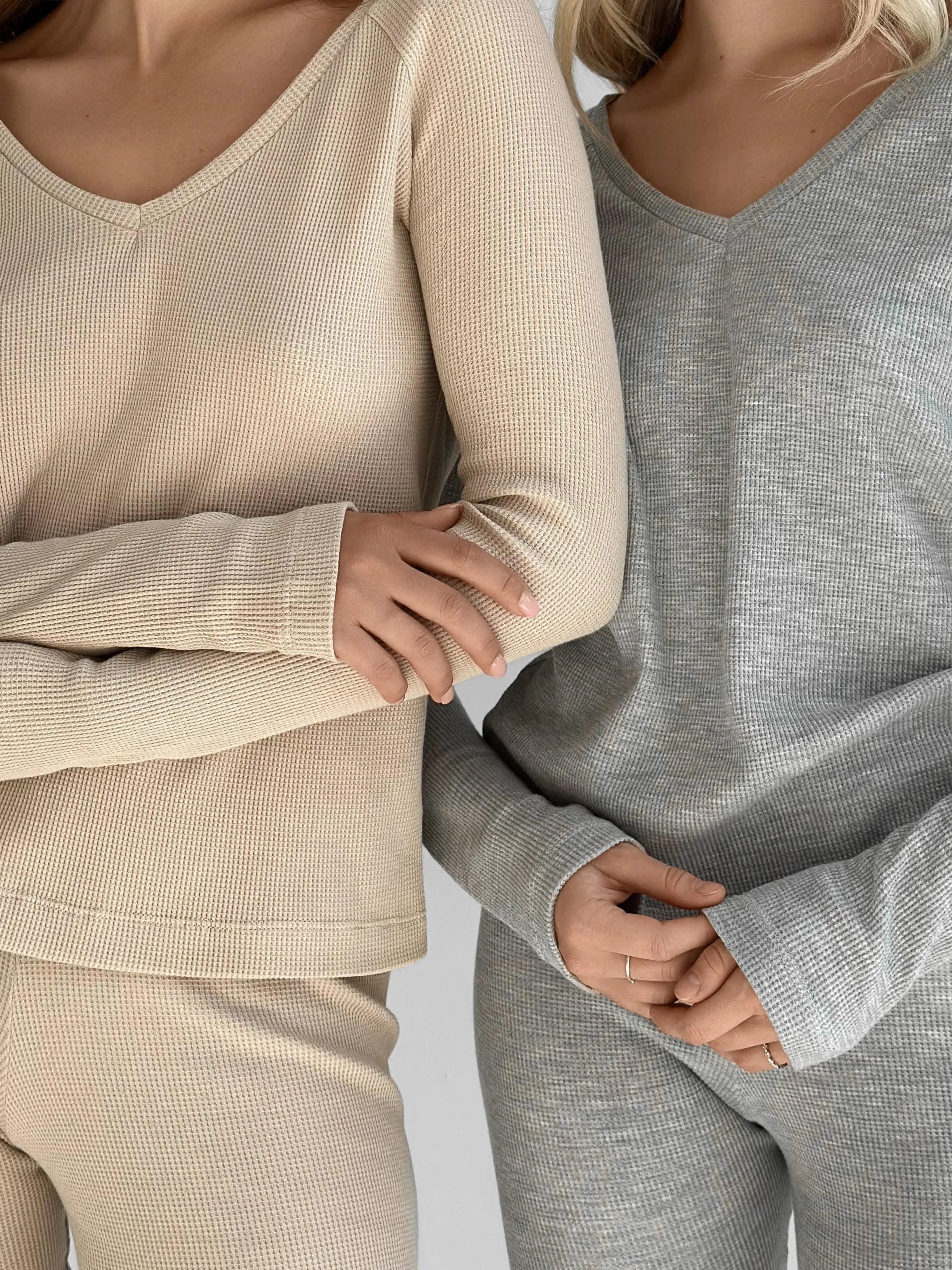 Longsleeve raglan knitwear waffle beige