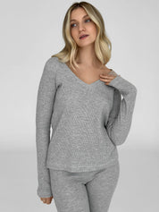 Longsleeve raglan knitwear waffle grey