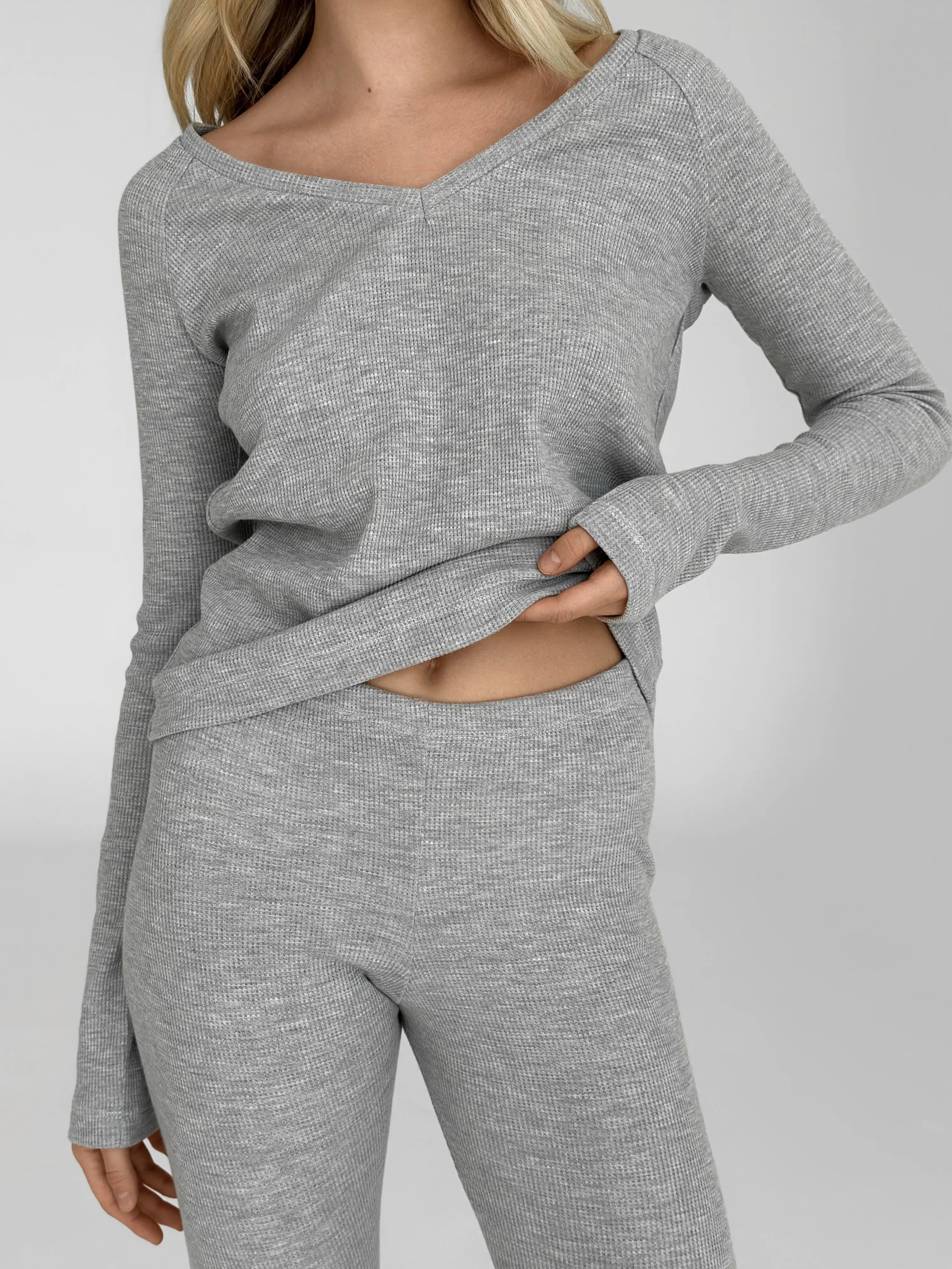 Longsleeve raglan knitwear waffle grey