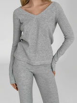 Longsleeve raglan knitwear waffle grey