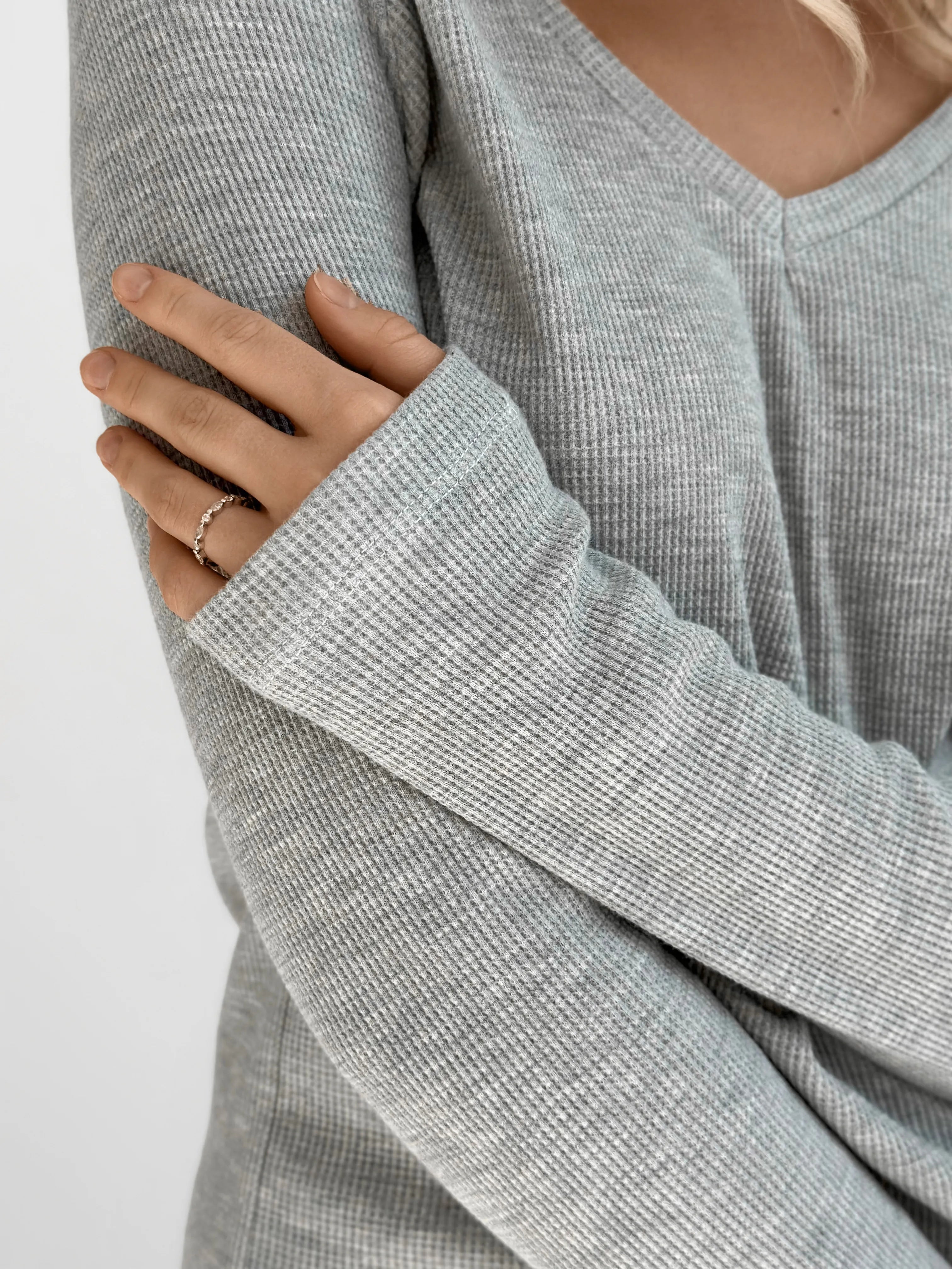 Longsleeve raglan knitwear waffle grey