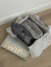 Women's slippers HS-LUX fur dark gray