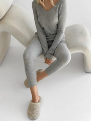 Leggings waffle knit gray