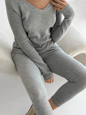 Leggings waffle knit gray