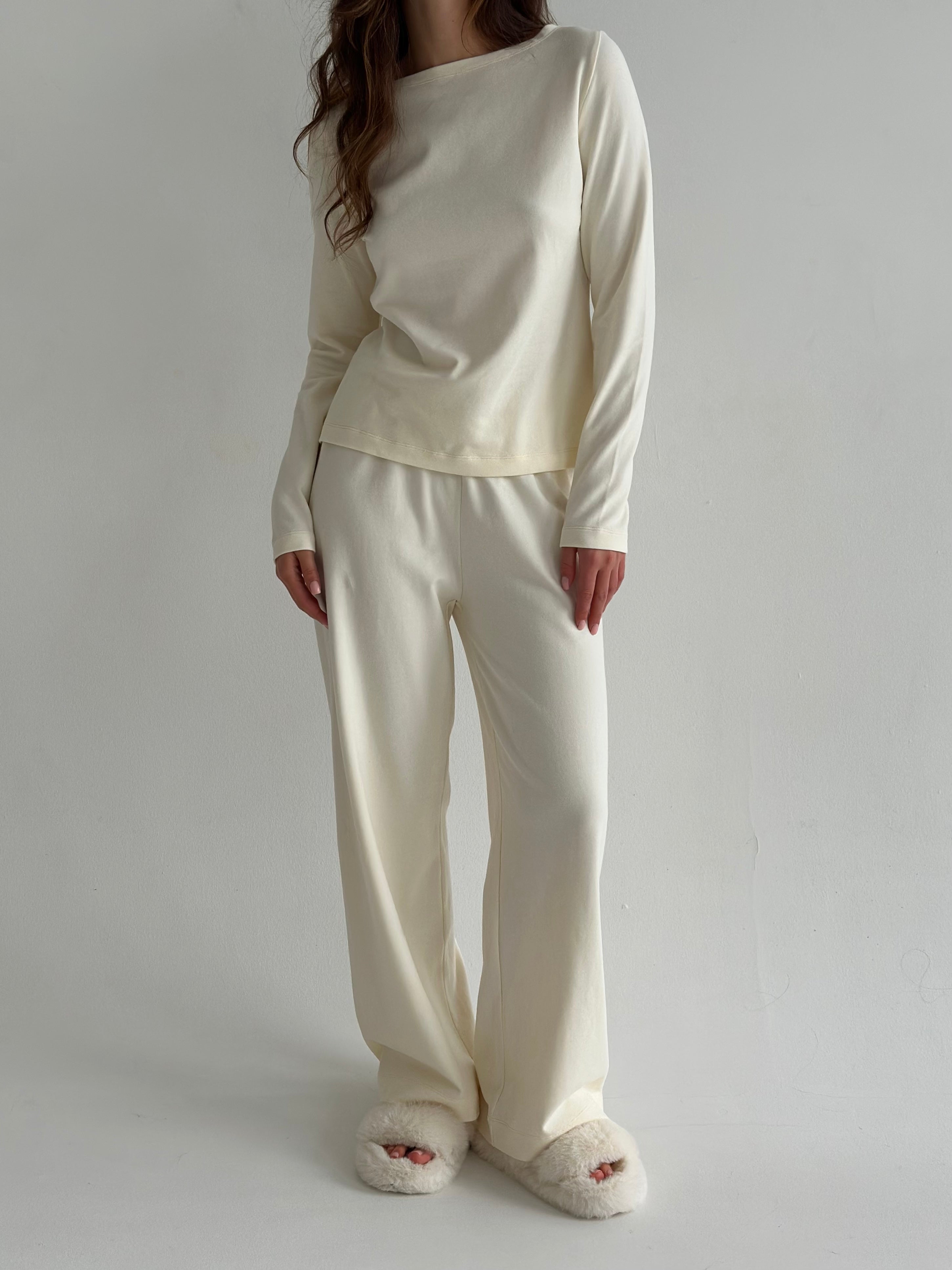 Knitwear “Tenderness” Wide pants milky