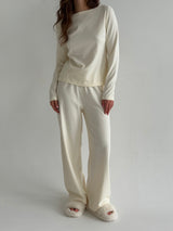 Knitwear “Tenderness” Wide pants milky