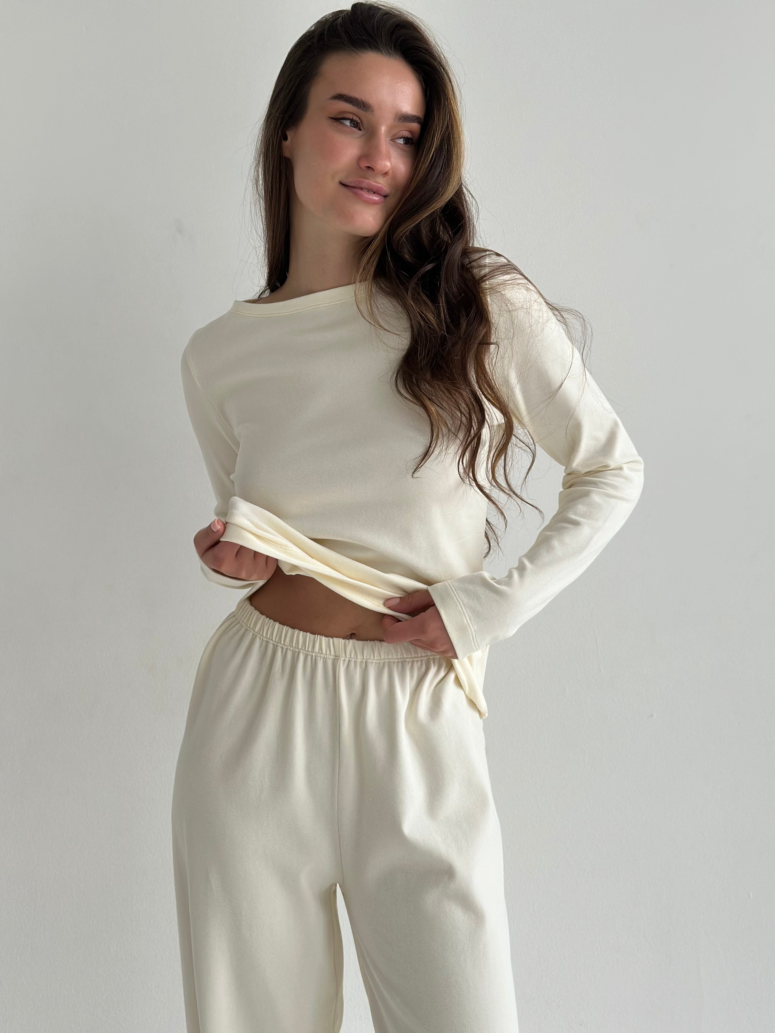 Knitwear "Tenderness" Longline with Boat neckline milky