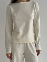 Knitwear "Tenderness" Longline with Boat neckline milky