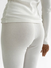Set of long sleeves with stand-up collar and leggings, waffle knit, milky