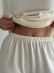 Knitwear "Tenderness" Longline with Boat neckline milky