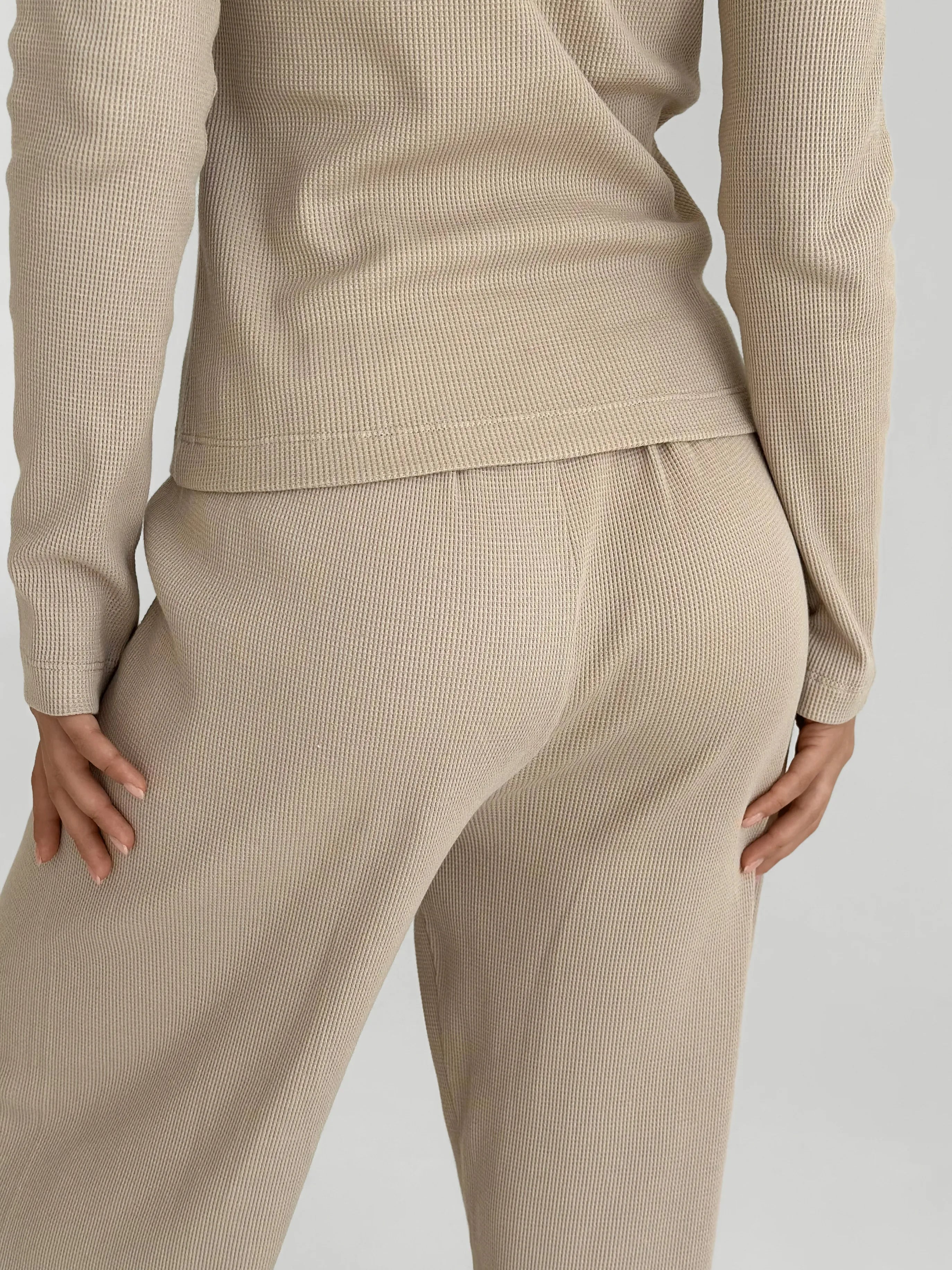 Longsleeve waffle knitwear beige