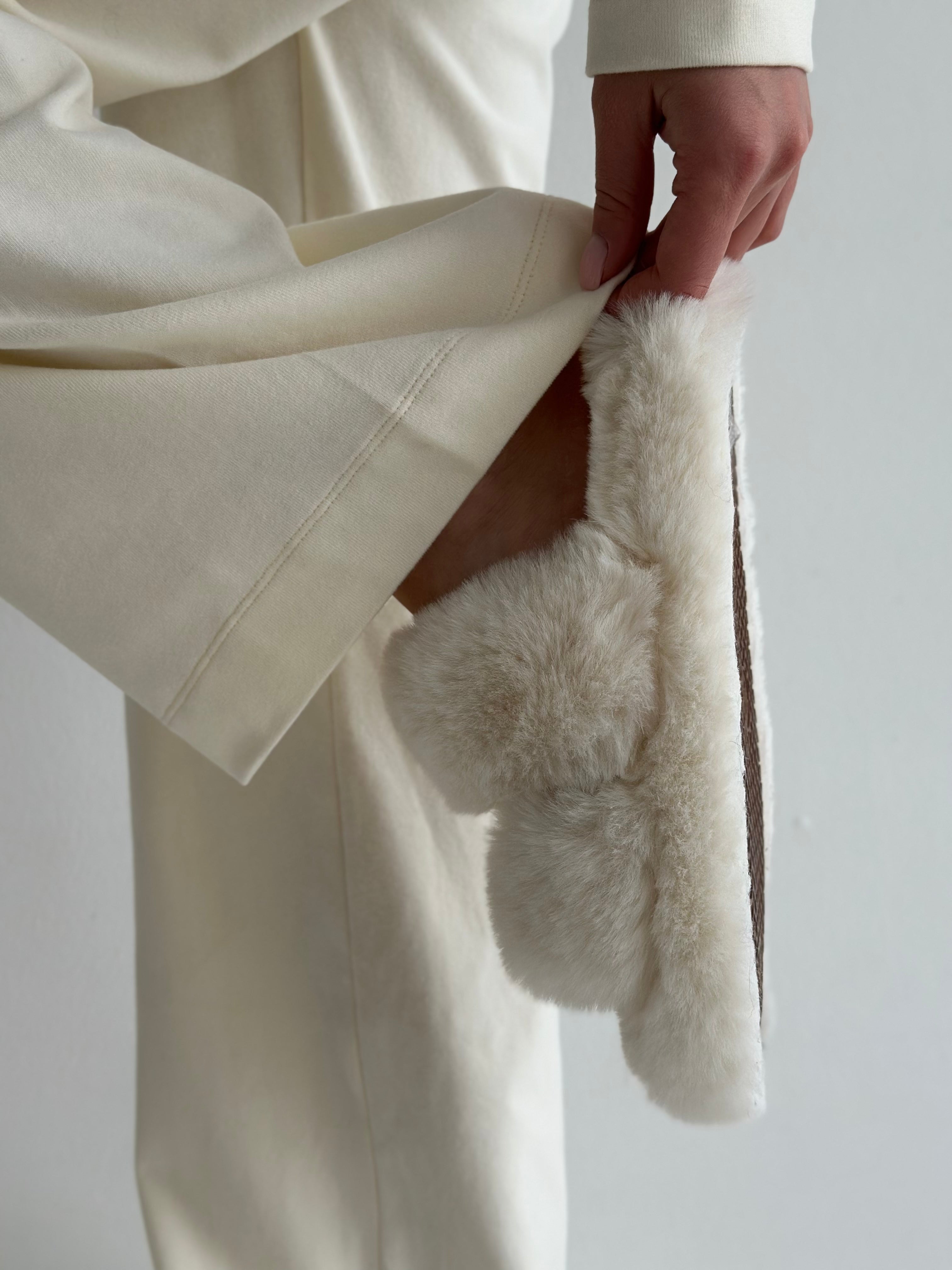 Knitwear “Tenderness” Wide pants milky