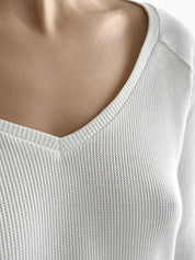 Set of long-sleeved raglan tops and milky waffle knit pants