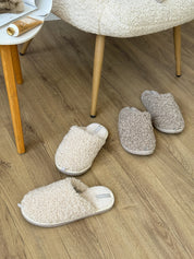 Women's slippers HS-OZ fur curly gray